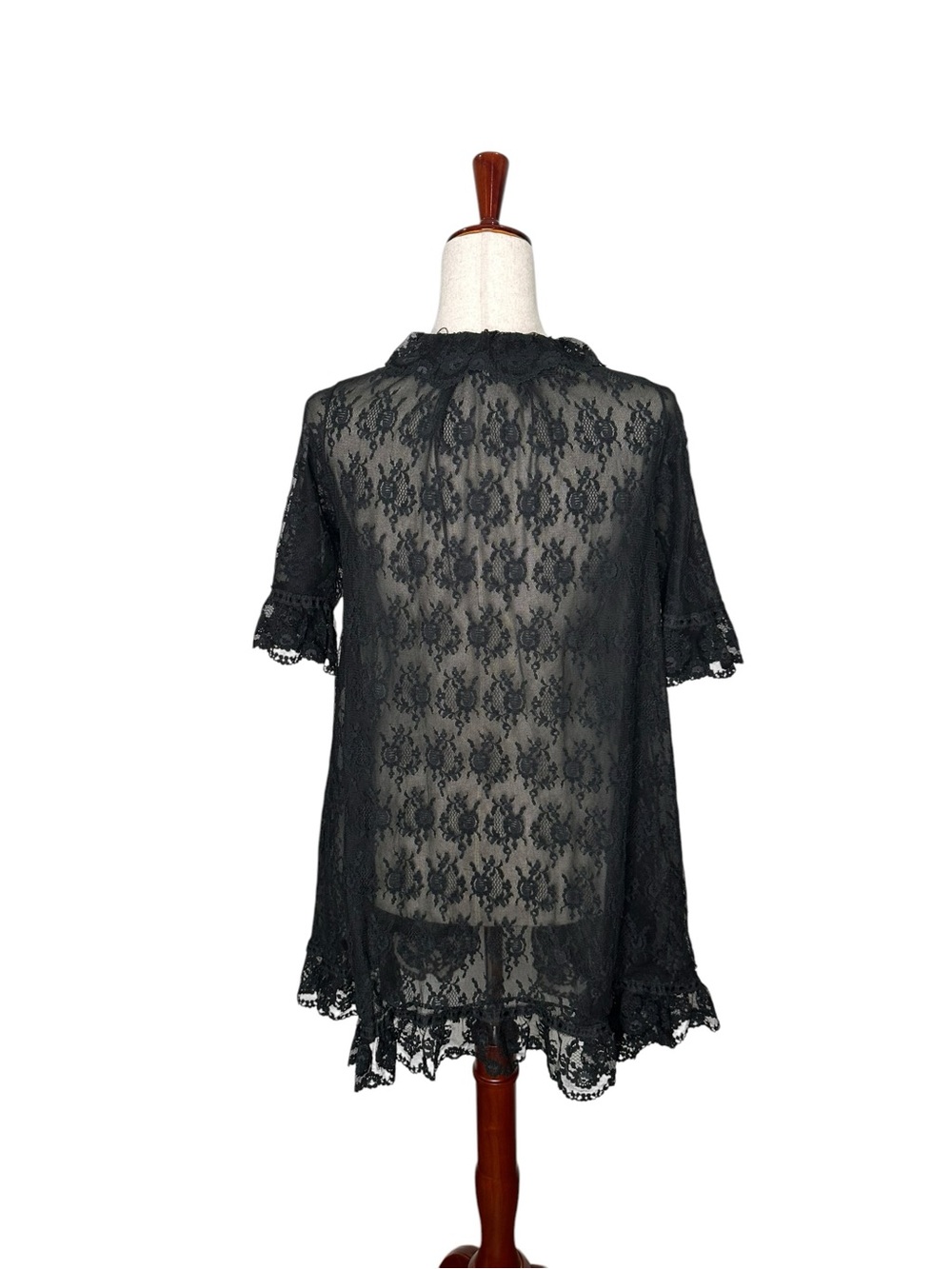 Vintage Radcliff Black Lace Kimono Robe Whimsygoth. Intimates. Fairy. Sheer. S - Picture 8 of 16